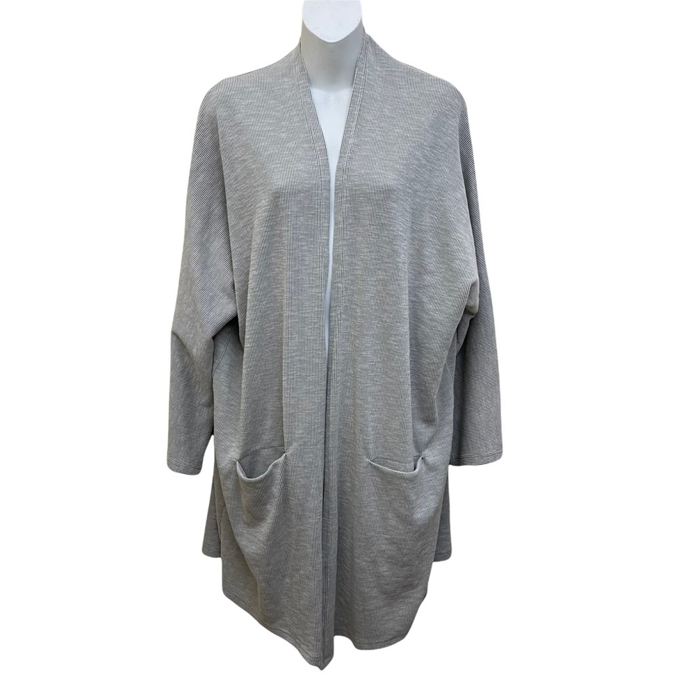 Anthropologie Donni Ribbed Knit Kimono Cardigan Light Gray OS